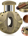 3-1 Cigar V Cutter with Stainless Steel Blade, Cigar Holder and Decompression Rotator, Round Cigar Cutter Ergonomically Designed