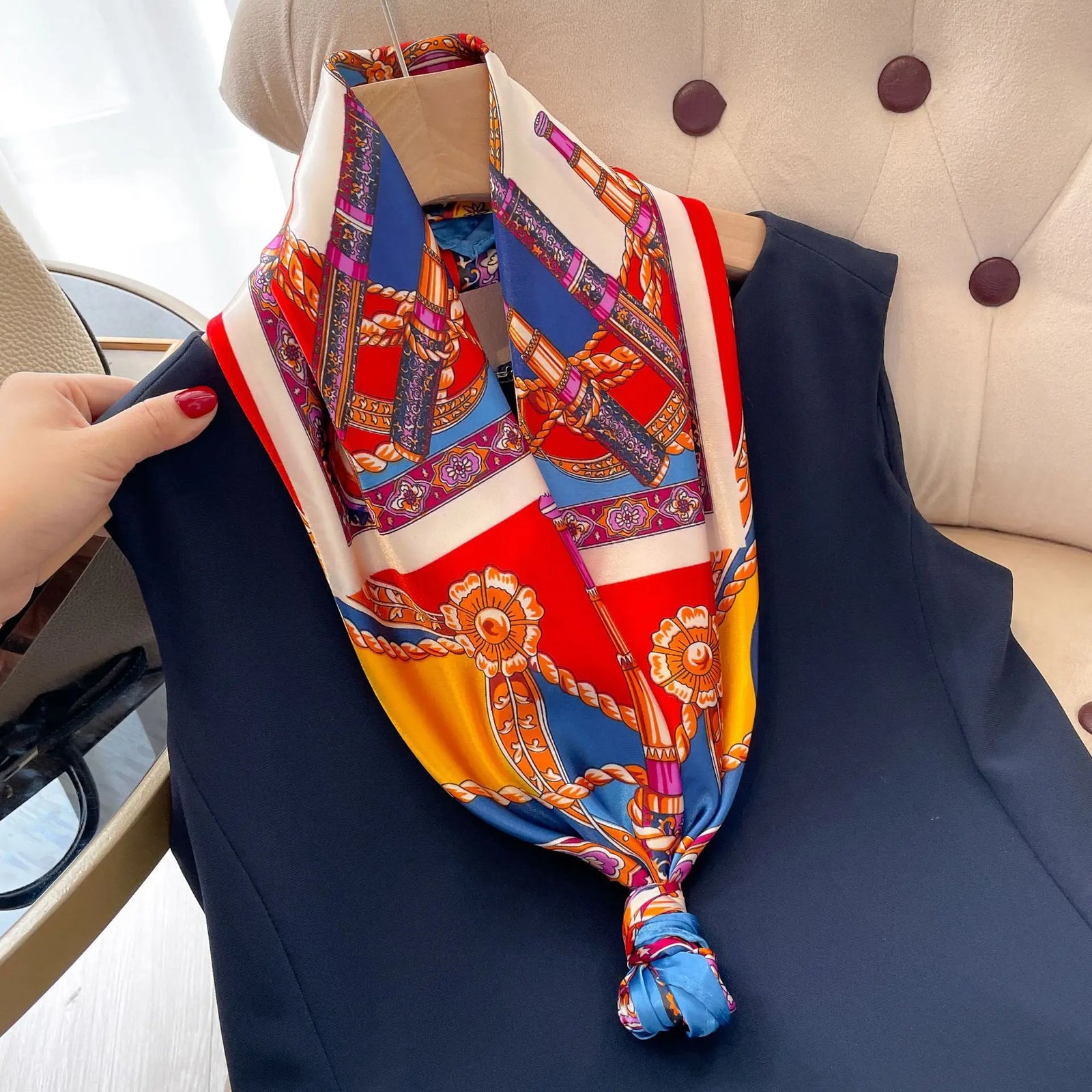 Square Women Scarves Silk Office Ladies Hair Neck Bandanna Headband Foulard Headcloth Muslim Headscarf Female muffler