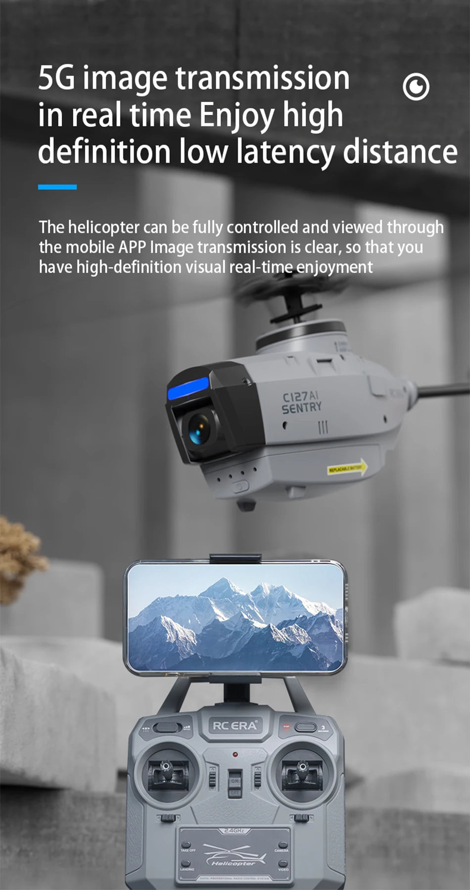RC ERA C127AI C127 C128 2.4G 6-Axis Gyro Stabilized Flybarless Professional RC Helicopter 4ch Remote Control Aicraft for Adult