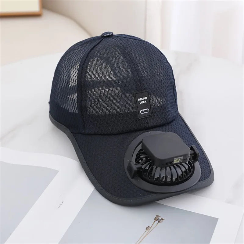 Mesh Solar Fan Baseball Cap With Adjustable Fit