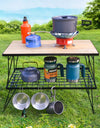 Outdoor Camping Folding Net Table Bamboo Board Desk Self Driving Barbecue Tea Iron Table Portable Drain Rack Sturdy
