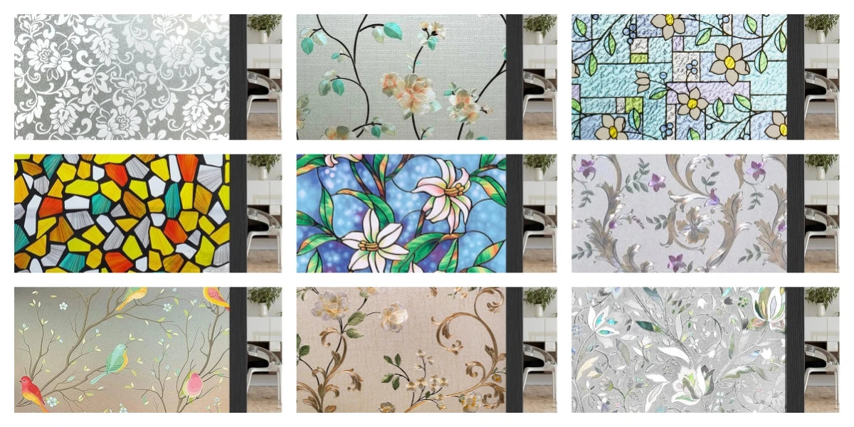 45/60/90Cm Rainbow Window Privacy Film 3D Decorative Vinyl Stained Glass Decals Static Cling Non-Adhesive Window Film Stickers