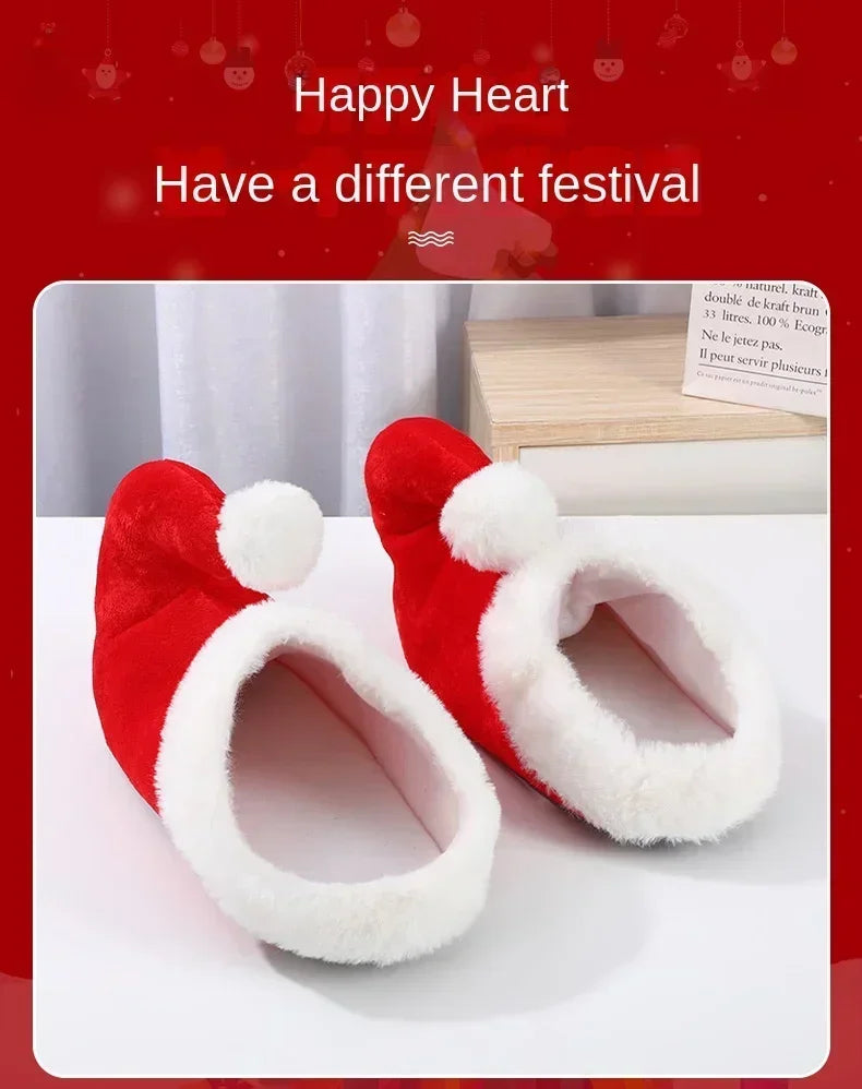 Christmas Decoration Slippers Cotton Slippers Santa Claus Elf Shoes Toe Anti-slip Warm Slippers for Adults  Christmas Party