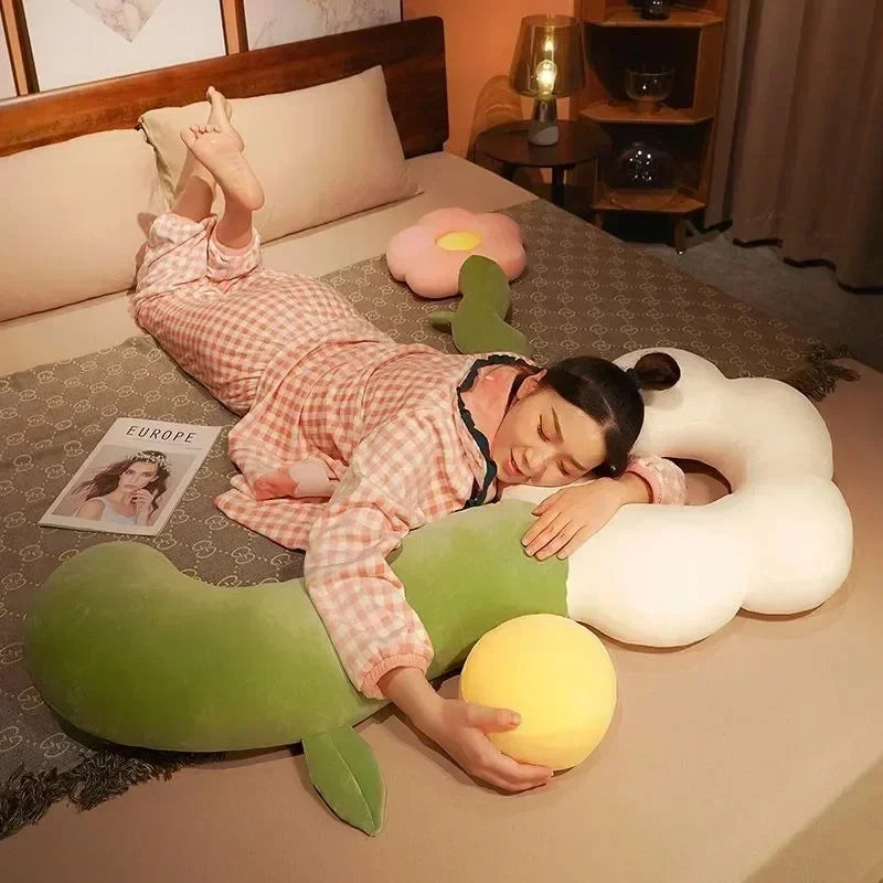 Long Sunflower Plush Body Pillow Cute Large Flower Stuffed Cushion Sofa Decorative Stuffed Body PillowBed Sleeping Back Cushion