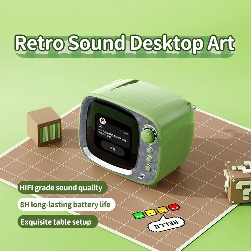 Pro Bluetooth Speaker with Lyrics Display Retro Wireless Alarm Clock HiFi Sound Powerful Bass Portable Desktop Music Player