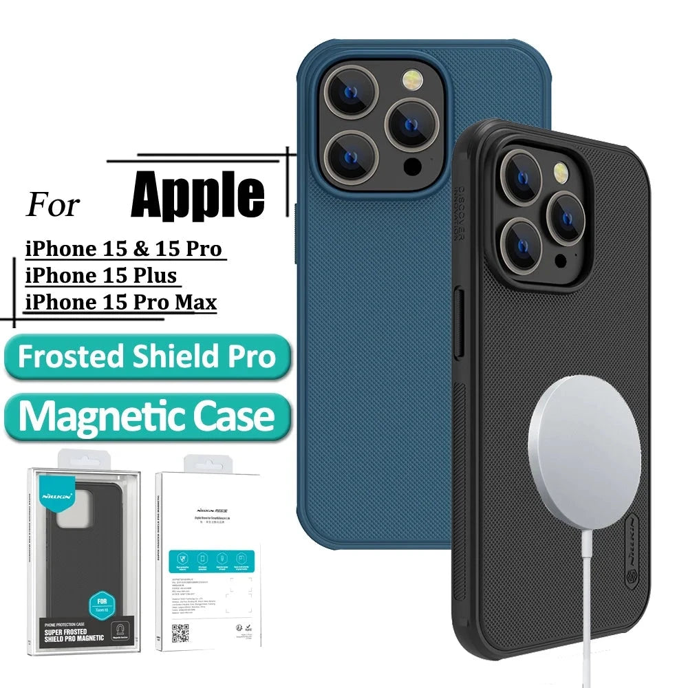 PC + TPU Shield Pro Magnetic Phone Case For iPhone 15 Pro Max 15 Plus 15 Pro Case Ultra Thin Anti Fingerprint Back Cover