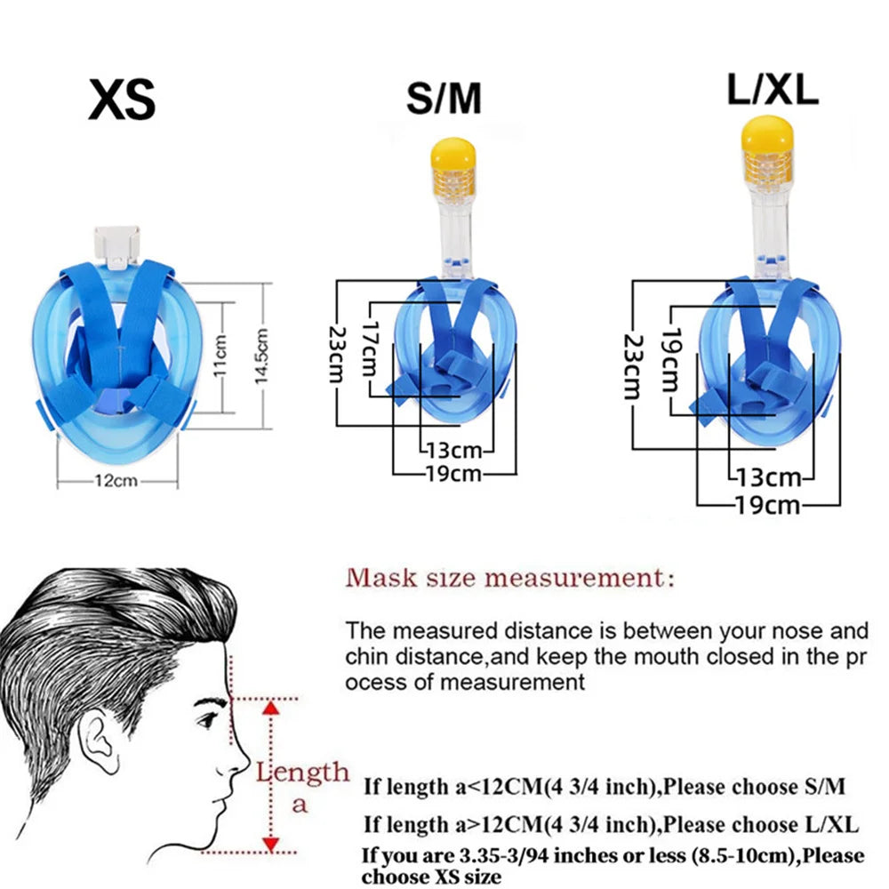 Underwater Snorkeling Full Face  Swimming Mask Set Scuba Diving Respirator Masks Anti Fog Safe Breathing for Adult