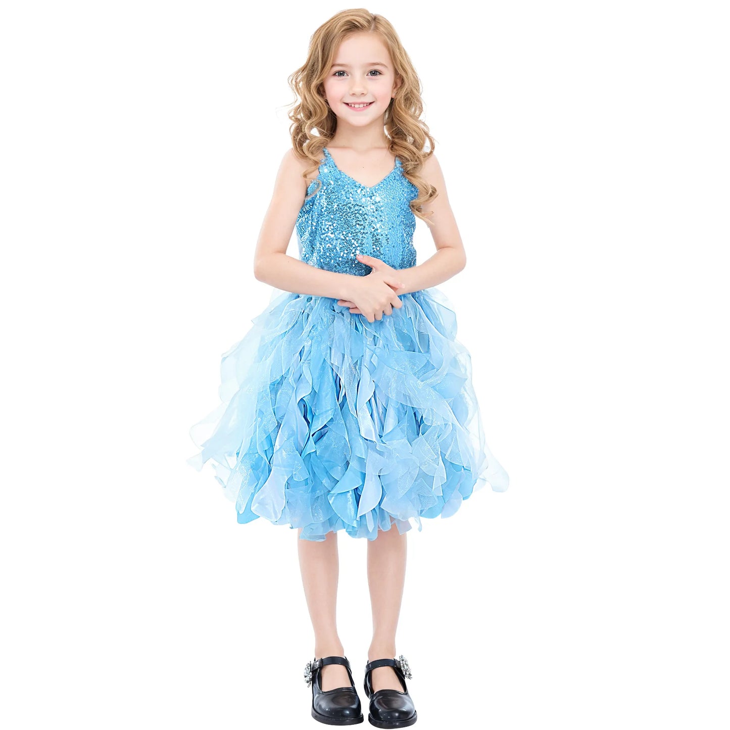 Sequin Pageant Dress with Spiral Hem Birthday Party Gown