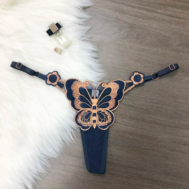 Customized Letters Butterfly Women G String Underwear Thongs Ladies Lace Briefs Transparent