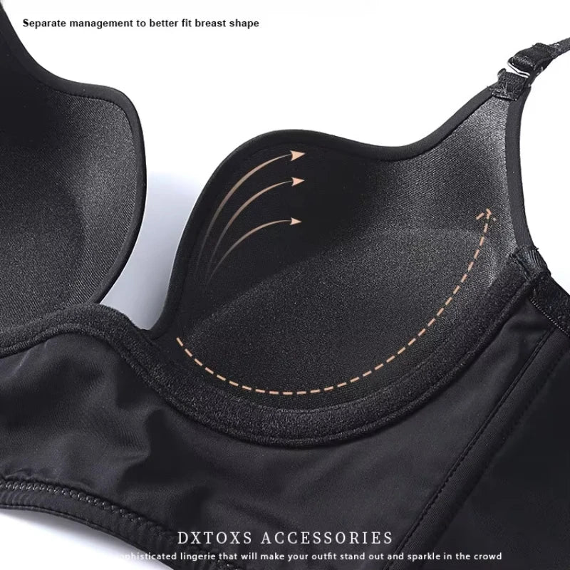 Womens Deep U Neck Seamless Underwire Push Up Bra