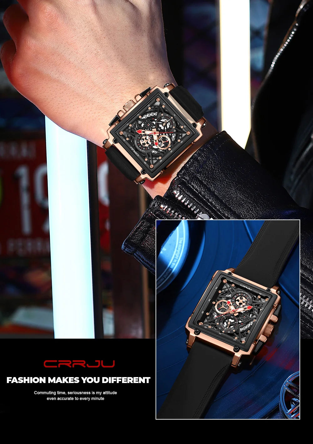 Men's Sports Chronograph Wrist Watch For Men Army Silicone strap Square Quartz Stop Watch Clock Man Relogios Masculino