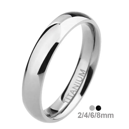 2/4/6/8mm Mens Wedding Band Polished Women Titanium Simple Engagement Classic