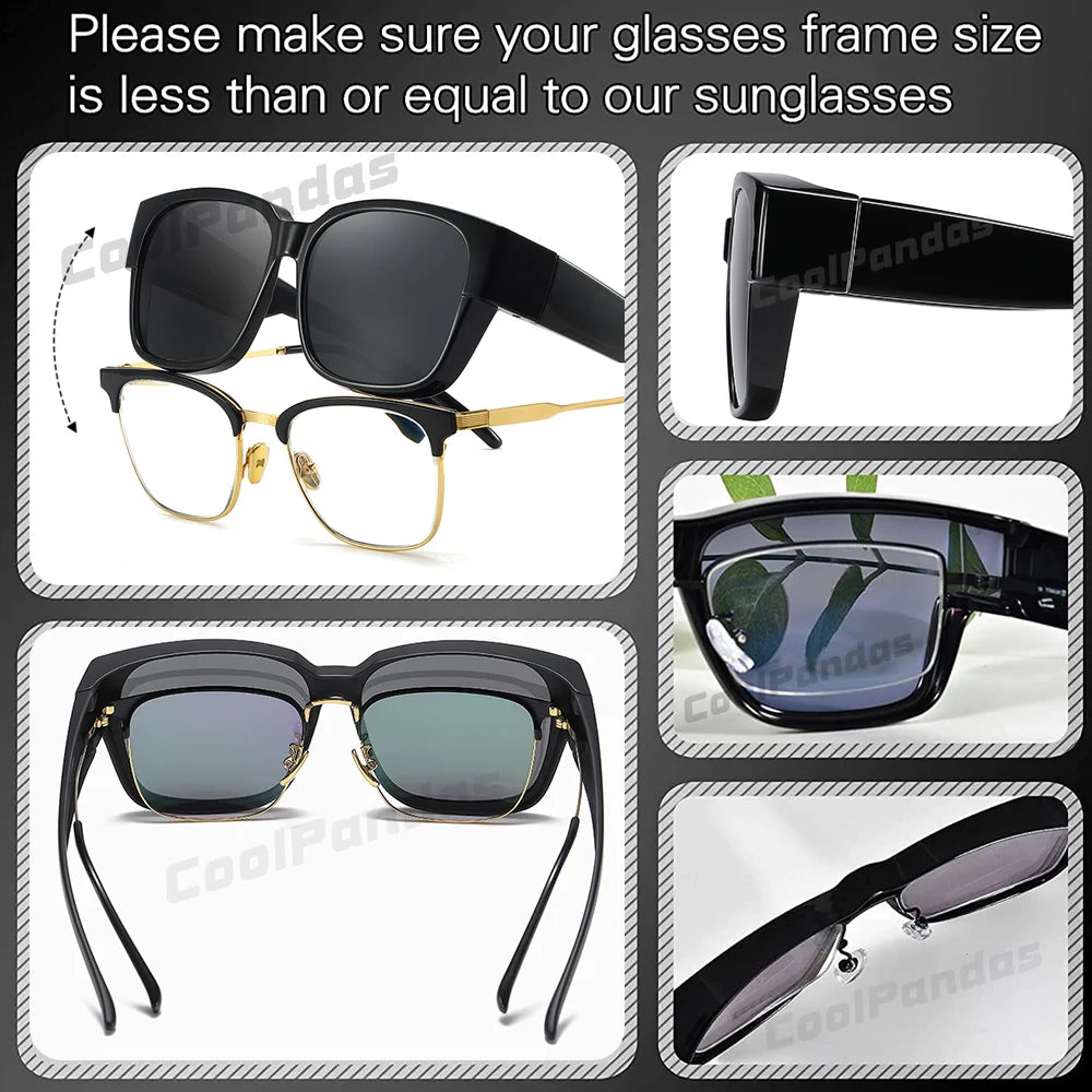 Fit Over Myopia Glasses Cover Polarized UV400 Anti-Glare Sunglasses for Men Women