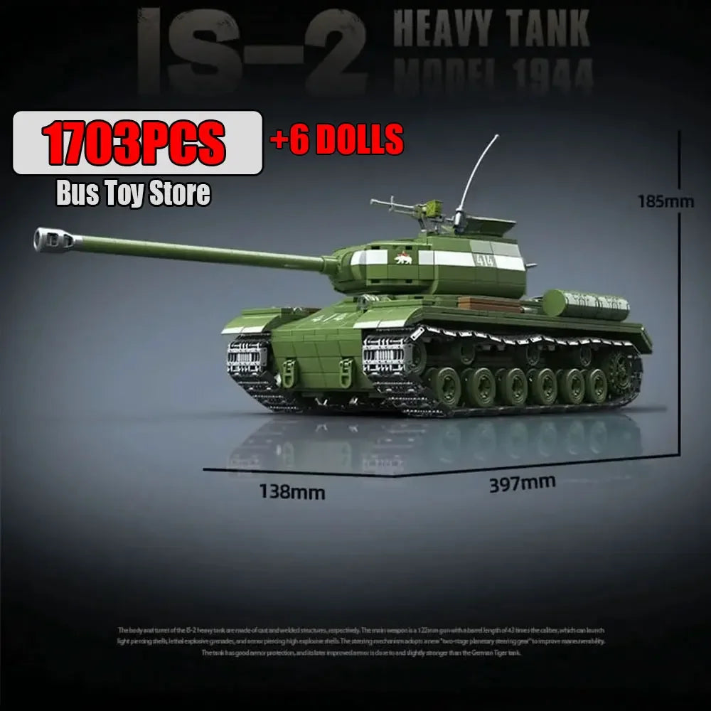Soviet Military Series IS-2M Tank KV-2 Heavy Tank Truck WW2 Tank Building Blocks Bricks Model Set Toys for s Gifts Technical