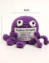 3 Pcs Positive Crochet Hedgehog Doll with Affirmation Card Home Room Decoration Funny Handmade Plush Doll Ornaments Christmas Gifts