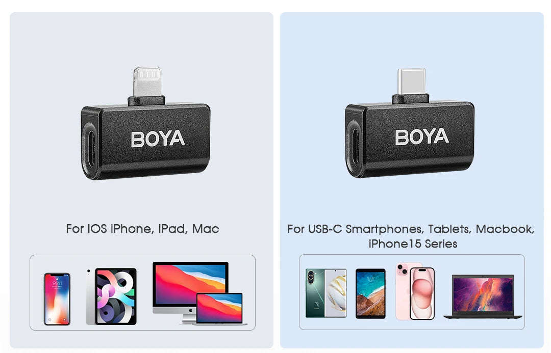 Omic 2-in-1 Wireless Lavalier Lapel Microphone for iPhone Android Smartphones Type-C Youtube Video Recording Streaming Vlog