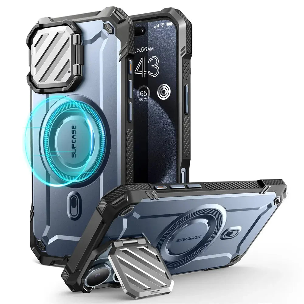 For iPhone 16 Case 6.1" 2024 UB Mag XT Heavy Duty Rugged Strong  Phone Case with Camera Cover Kickstand