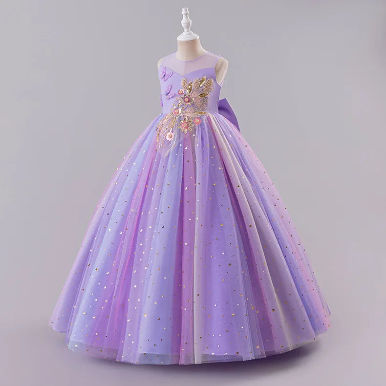 Princess Dress for Girls - Elegant Fluffy Tulle Ball Gown Birthday Party Dress School Performance Costume