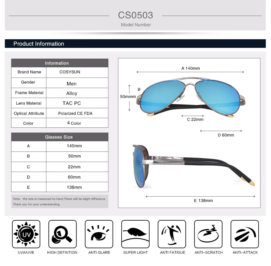 Pilot Polarized Sunglasses Men Polarized Safety Driving Sun Glasses