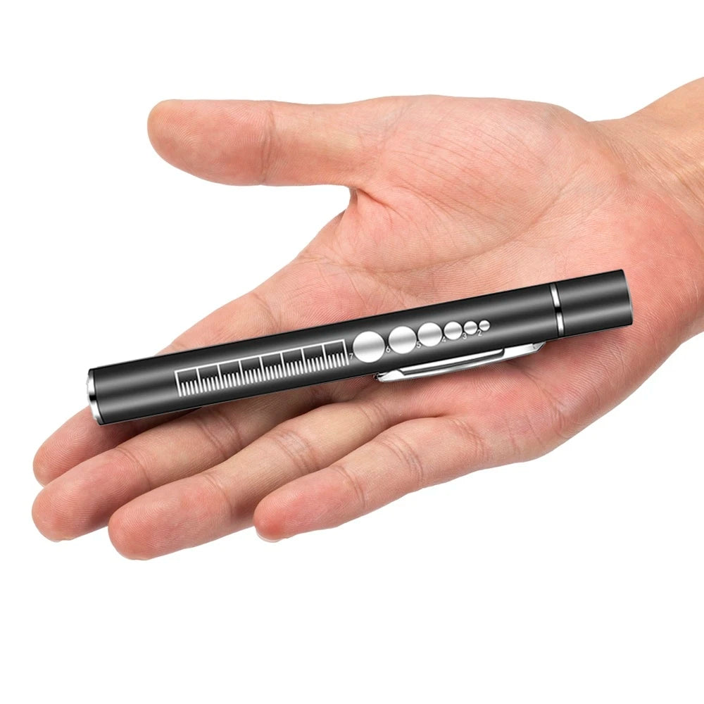 2 Pack 2 In 1 White Yellow Rechargeable Mini Pen Light Flashlight