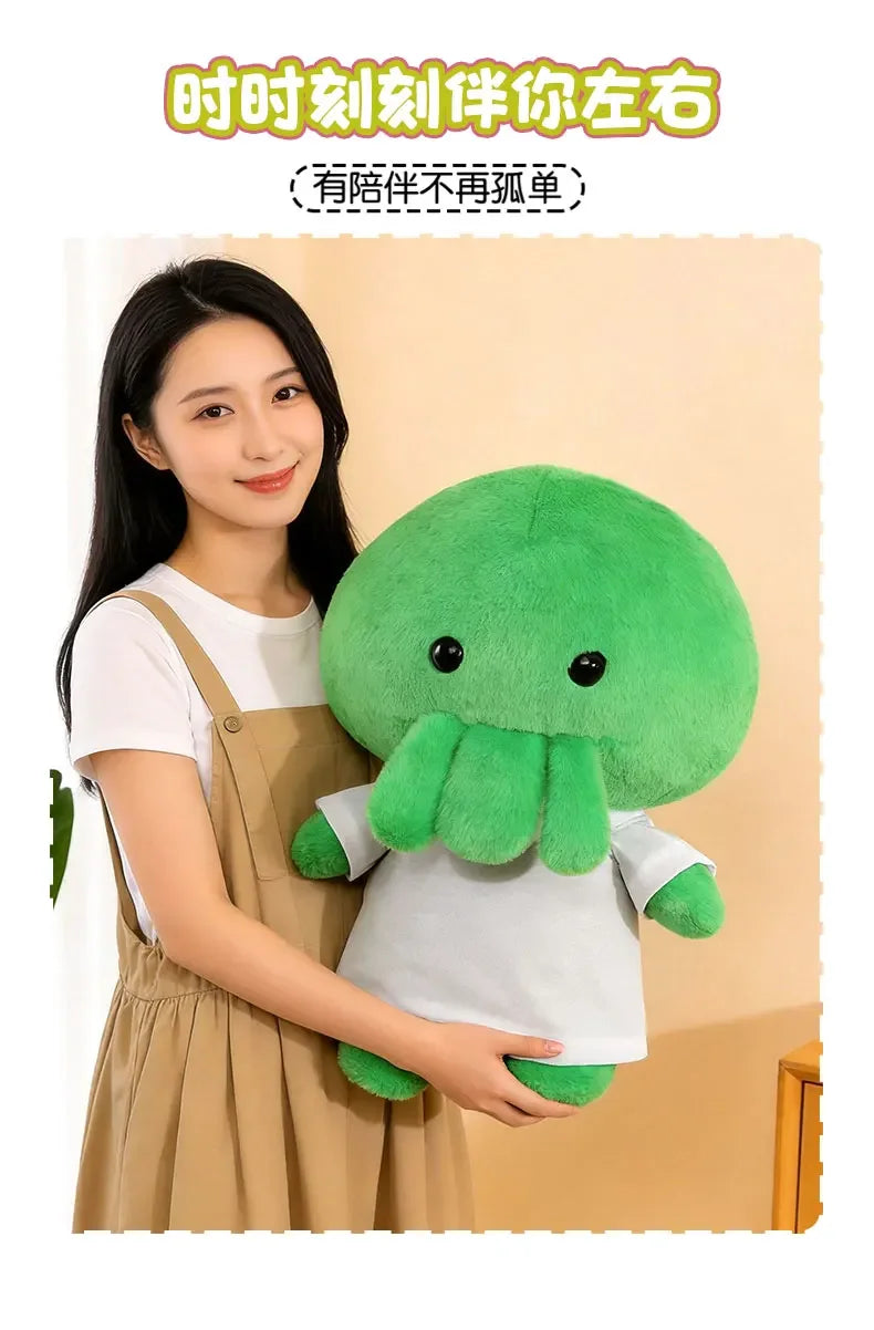 Cute Green Octopus Plush Toy With White Shirt