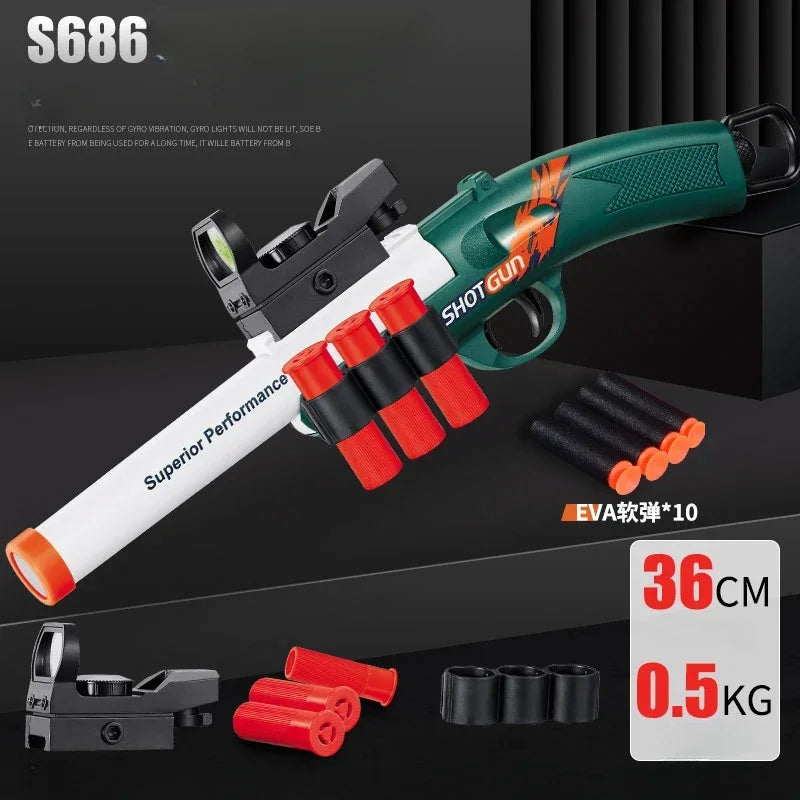 Shell Throwing Mini S686 Soft Bullet Launcher Toy Gun Airsoft Foam Bullet Blaster CS Outdoor Weapon Pistol