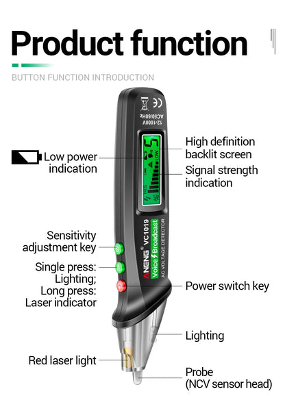 Circuit Breaker Finder with Voice Broadcast and Infrared Sensor Positioning Voltage Tester Electric Wire Detector