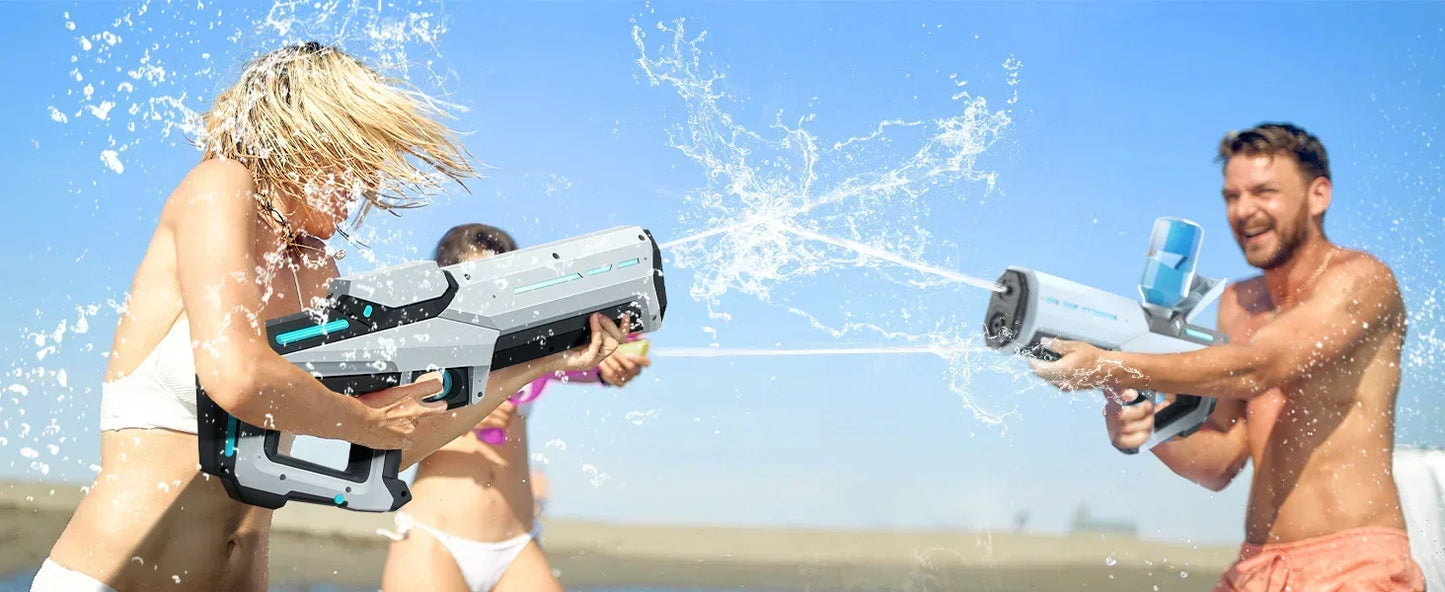 Electric Water Gun with Automatic Water Absorption – Rechargeable Outdoor Beach Battle Water Blaster
