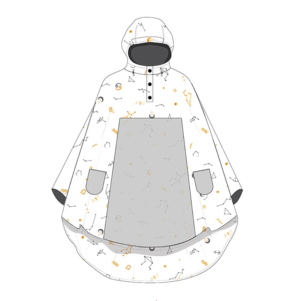 Long Waterproof Motorcycle Rain Poncho with Hood Visor and Sleeves