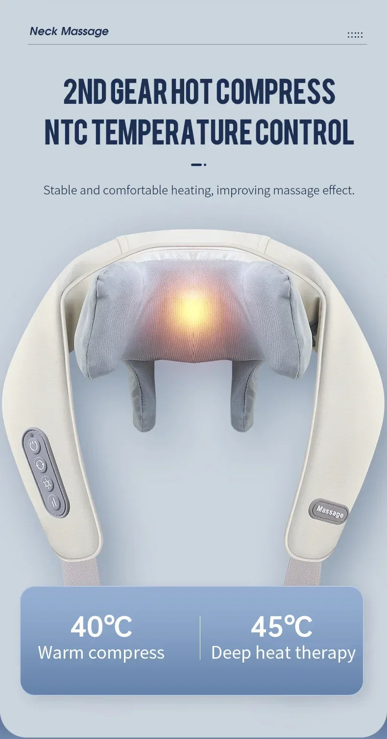 1PC Wireless Neck And Back Massager Neck And Shoulder Kneading Massage Shawl Neck Cervical Relaxing Trapezius Massager