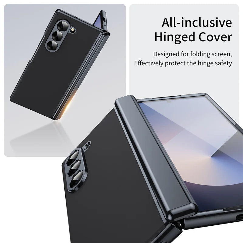 Plating Hard Shell Hinge Protection Phone Case for Samsung Galaxy Z Fold 6 5 4 3 5G Full Package Steel Film Protective Cove