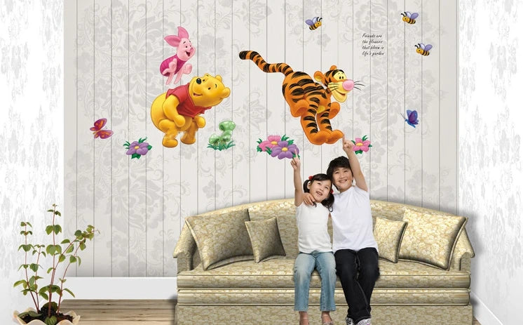 Cartoon Animal Winnie The Pooh Wall Stickers Decals For Room Nursery Kindergarten Bedroom Wall Decoration Decor Mural Home