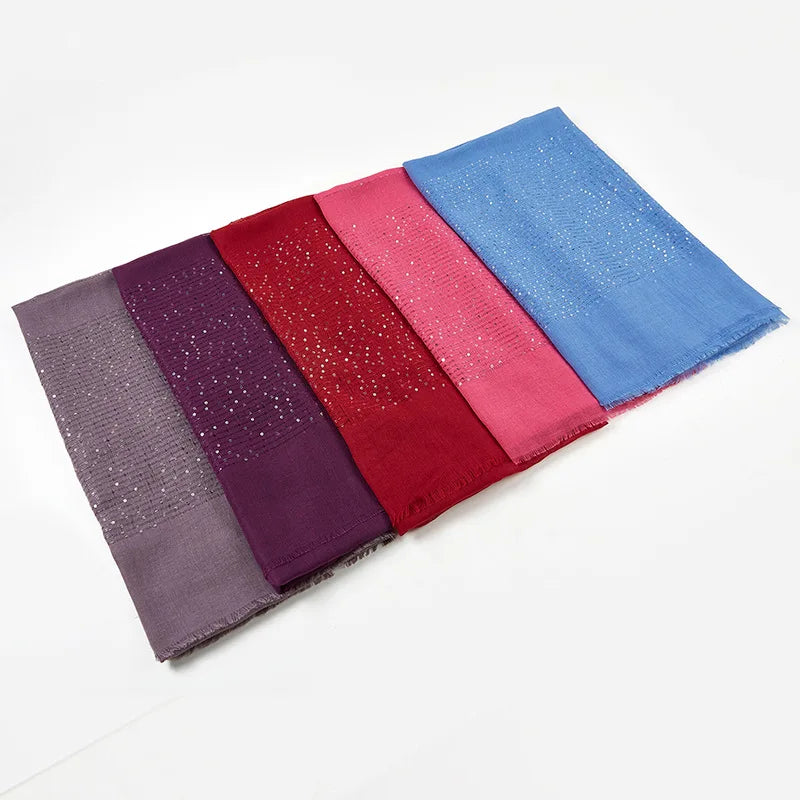 Cotton Hijabs Scarf Muslim Islamic Headscarf For Women Lady Soft Cotton Linen Tassel Sequins Islamic Hijab Shawl Wraps