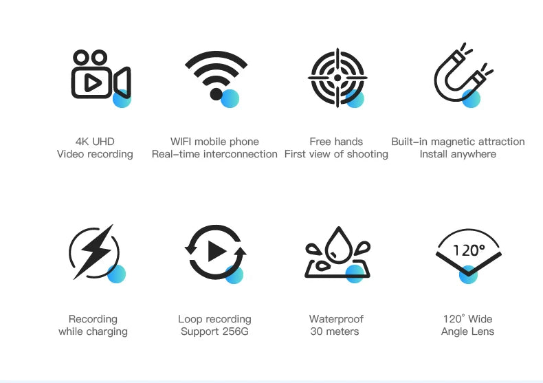 4K Thumb Camera Mini Sports Bodycam with Waterproof Action Camera megnetic Wearables Vlog Helmet Camera Bicycle Video Wifi Cam