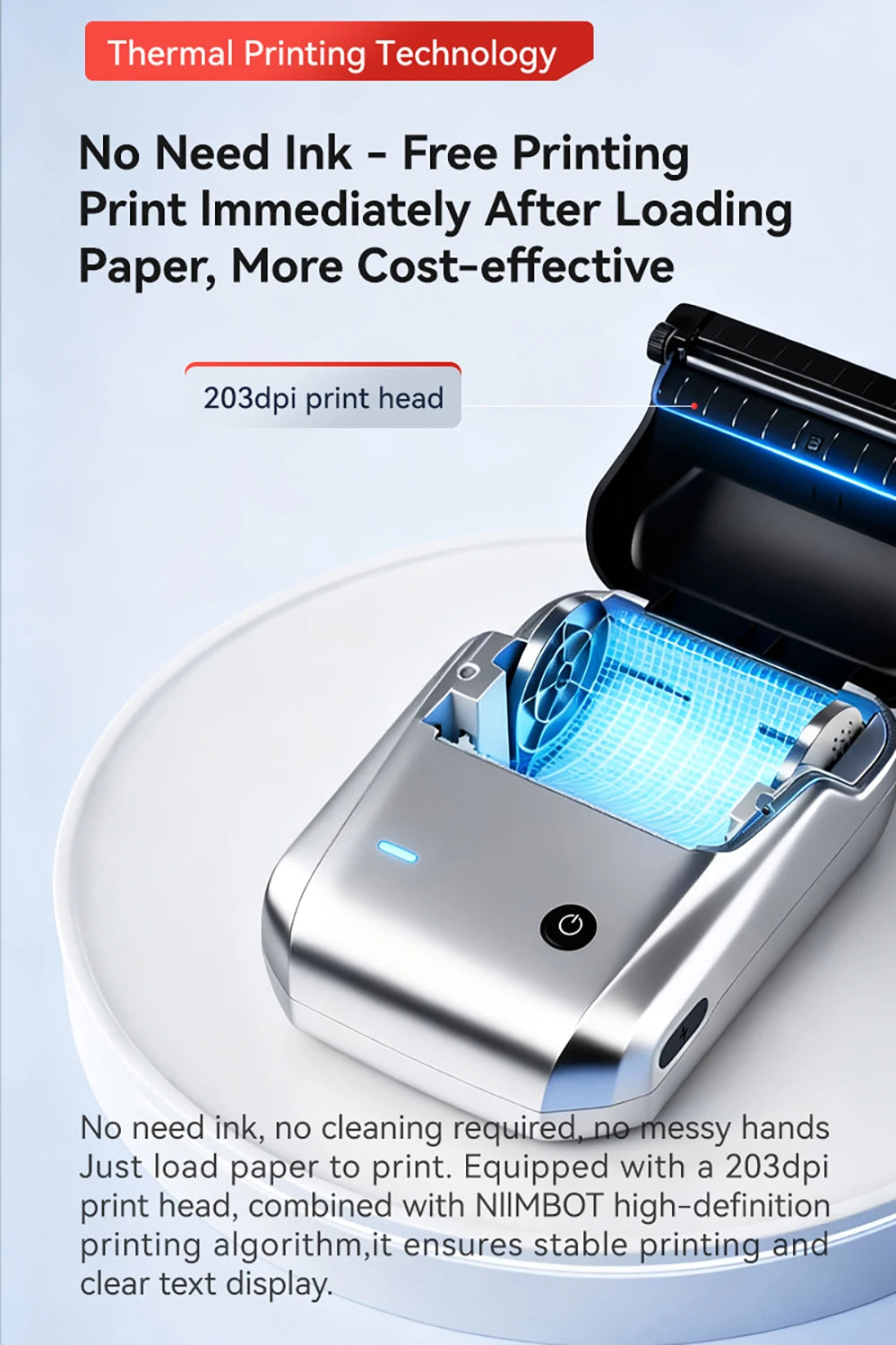B1 Mini Thermal Label Printer, Bluetooth Wireless Sticker Maker 25–50mm, Portable Inkless Label Printer for Cable Management & Business