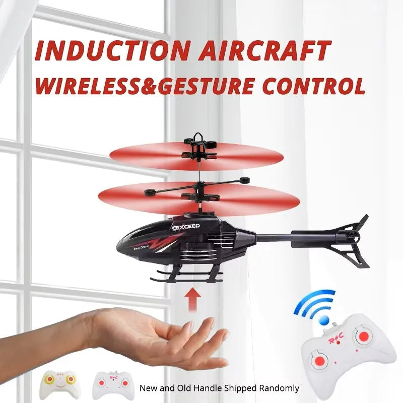 2 Channel Gesture Control Suspension Helicopter RC Remote Induction Aircraft With Charging LED Light Toy for Boys