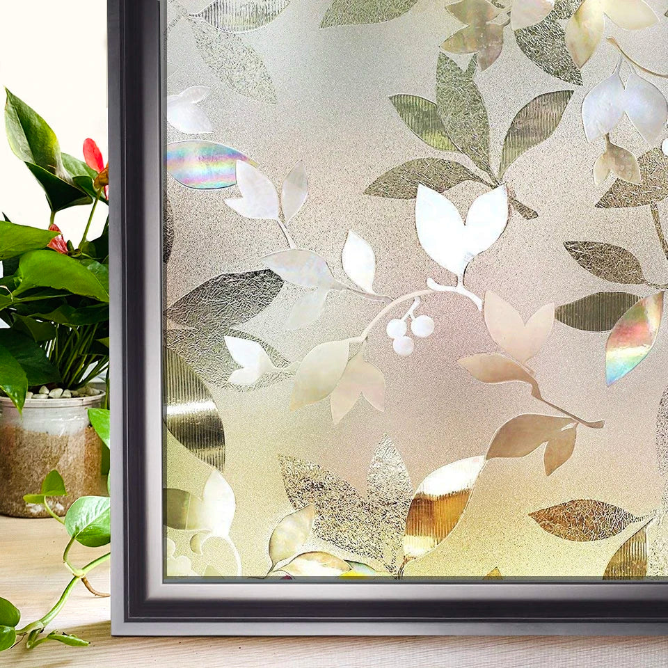 Privacy Window Films No Glue Static Adhesive Glass Film for Decorative Bathroom Living Room Kitchen Rental Apartment Rainbow