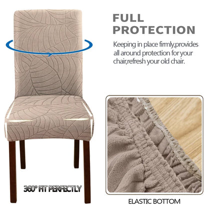 1PC Stretch Dining Chair Covers Leaves Jacquard Seat Covers Universal Size Dust Covers for Hotel Banquet Wedding Chairs Decor