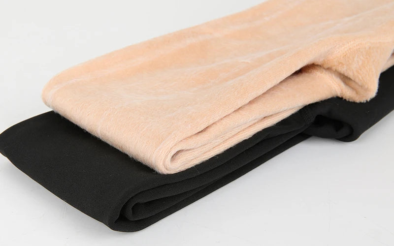Woman Thermal Stockings Translucent Fleece Leggings Pantyhose Slim Winter Warm Thick Velvet  Streetwear Pants