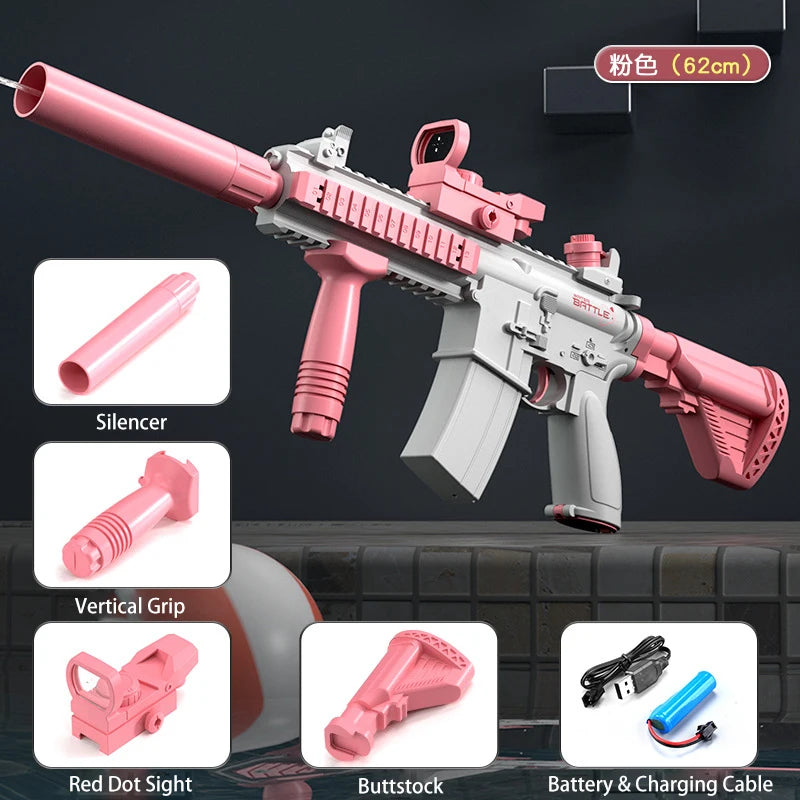 Electric M416 Water Gun with Full Automatic Shooting – Rechargeable Summer Outdoor Water Blaster