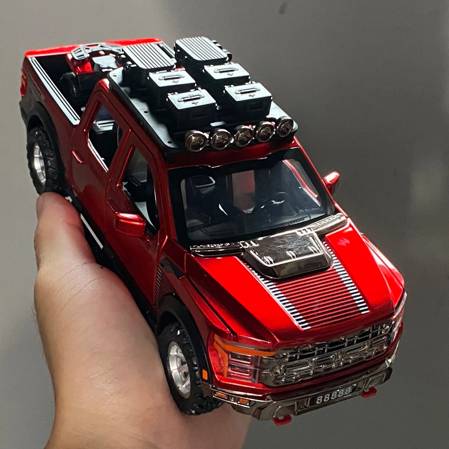1:24 F150 Off Road Pickup Truck Alloy Diecast Metal Model Sound & Light Pull Back Toy Trendy Display Birthday Present For Friend
