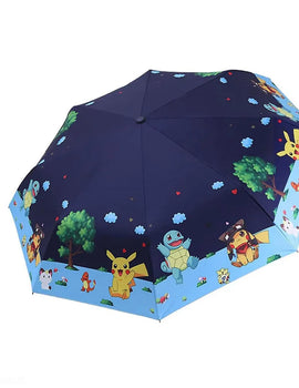 Kids Folding Umbrella Automatic Open Cartoon UV Protection Travel Umbrella Compact Windproof