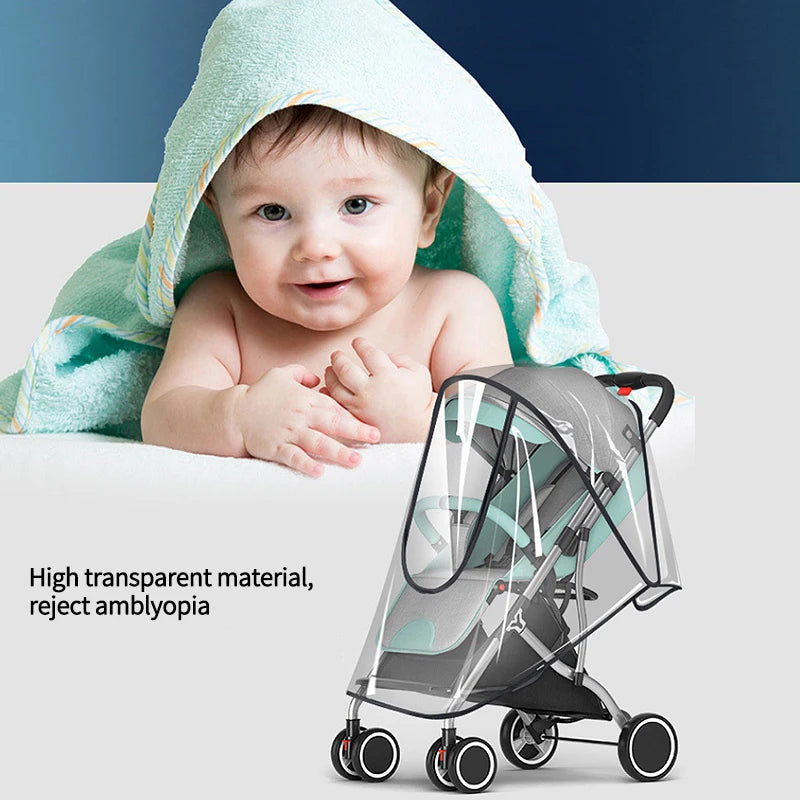 Stroller Rain Cover Transparent Wind Dust Shield Universal Trolley Umbrella Raincoat  Seat Cover Sunshade Breathable