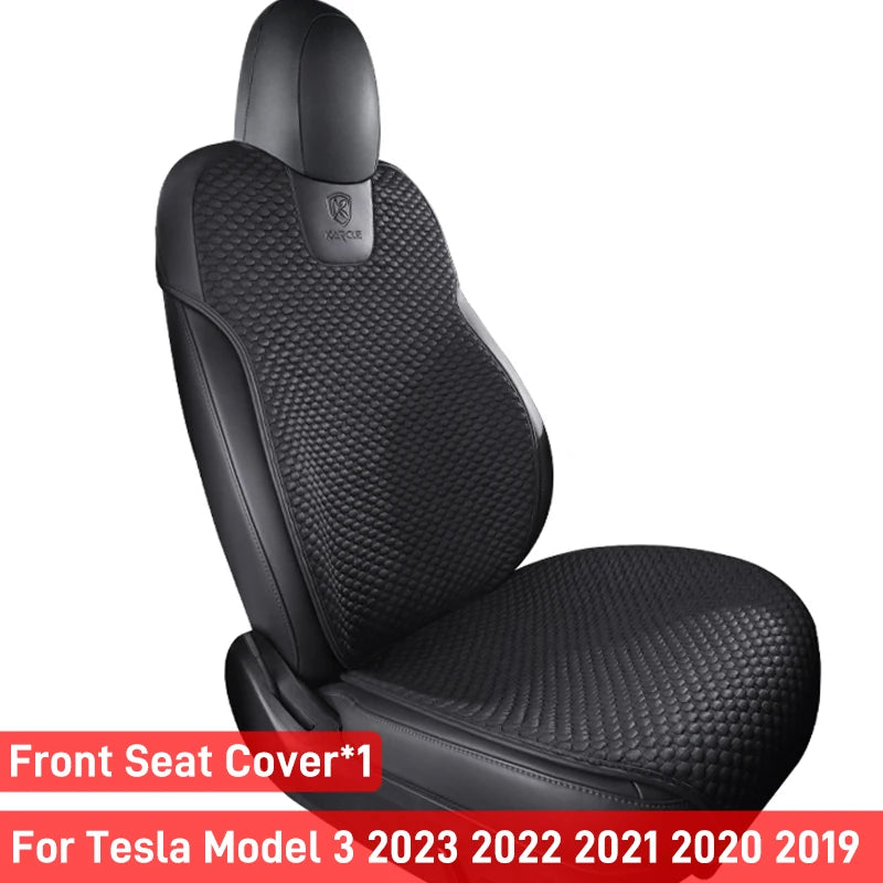 For Tesla Model 3/Highland 3 For 2020-2024 Model 3 Car Seat Cover 5-Seat Ice Silk Seat Cushion Summer Breathable Car Mat Pad