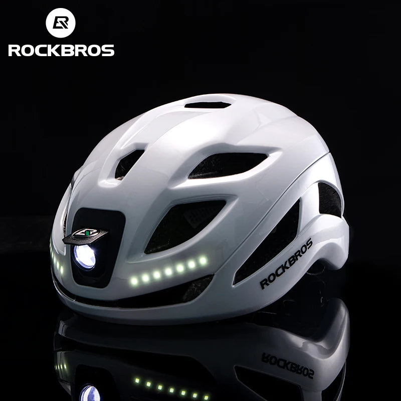 Bicycle Light Helmet Type-C Rechargeable Front + Rear Light Warning Bike Helmet Head MTB Road Cycling Helmet