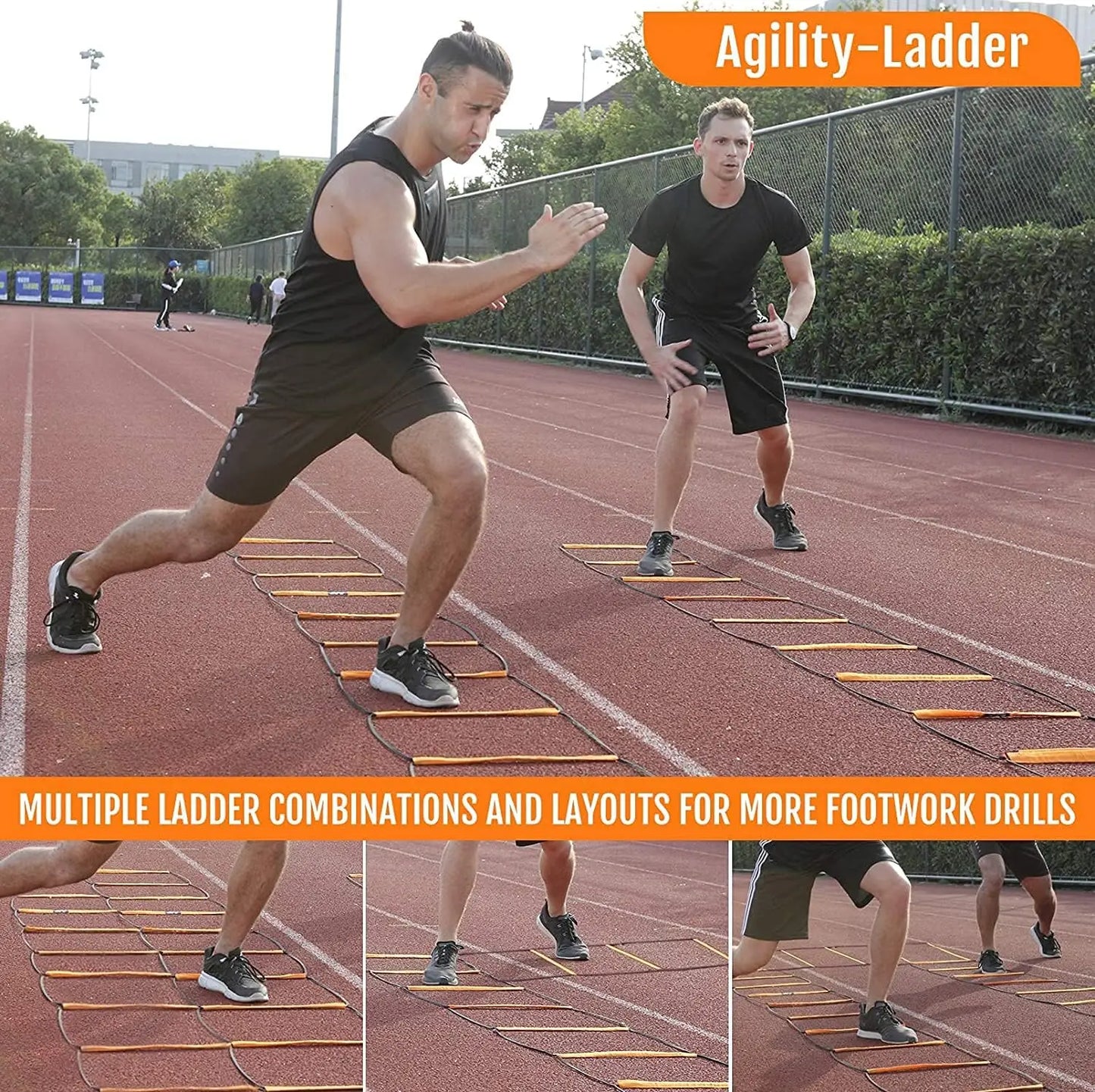 Foldable Agility Ladder Soccer Football Training Equipment Jump Speed Coordination Footwork Ladder with Carry Bag for Kid Adult