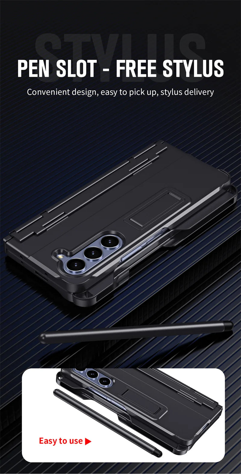 Phone Case With Pen Slot Stylus Hinge bracket Shell Membrane For Samsung Galaxy Z Fold 5 4 3 Case All-Inclusive Z Fold 6 3 Cover