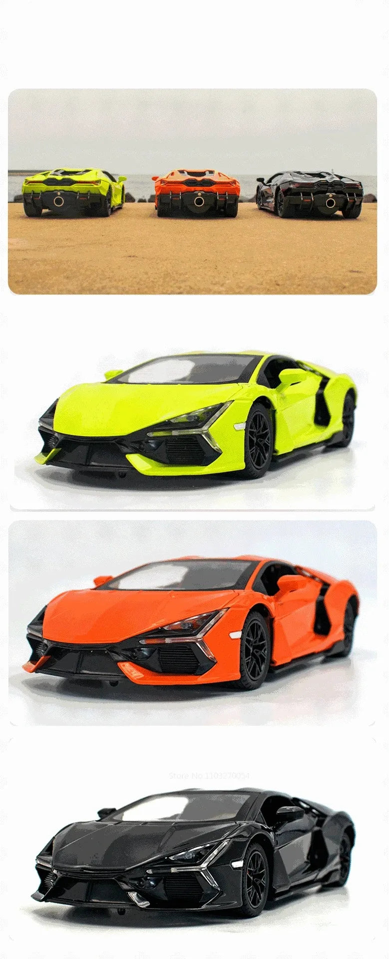 1:24 Bolide Revuelto Alloy Model Diecast Car Toys Doors Opened Sound Light Pull Back Miniature Vehice Boy Adult Birthday Present