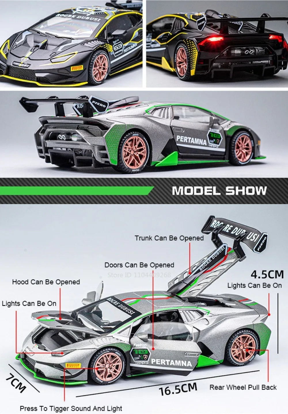 1:32 Scale Lambor Huracan ST EVO Sian Sports Car Model Toy Sound Light Pull Back Simulation Supercar Models Collection Gift Boy