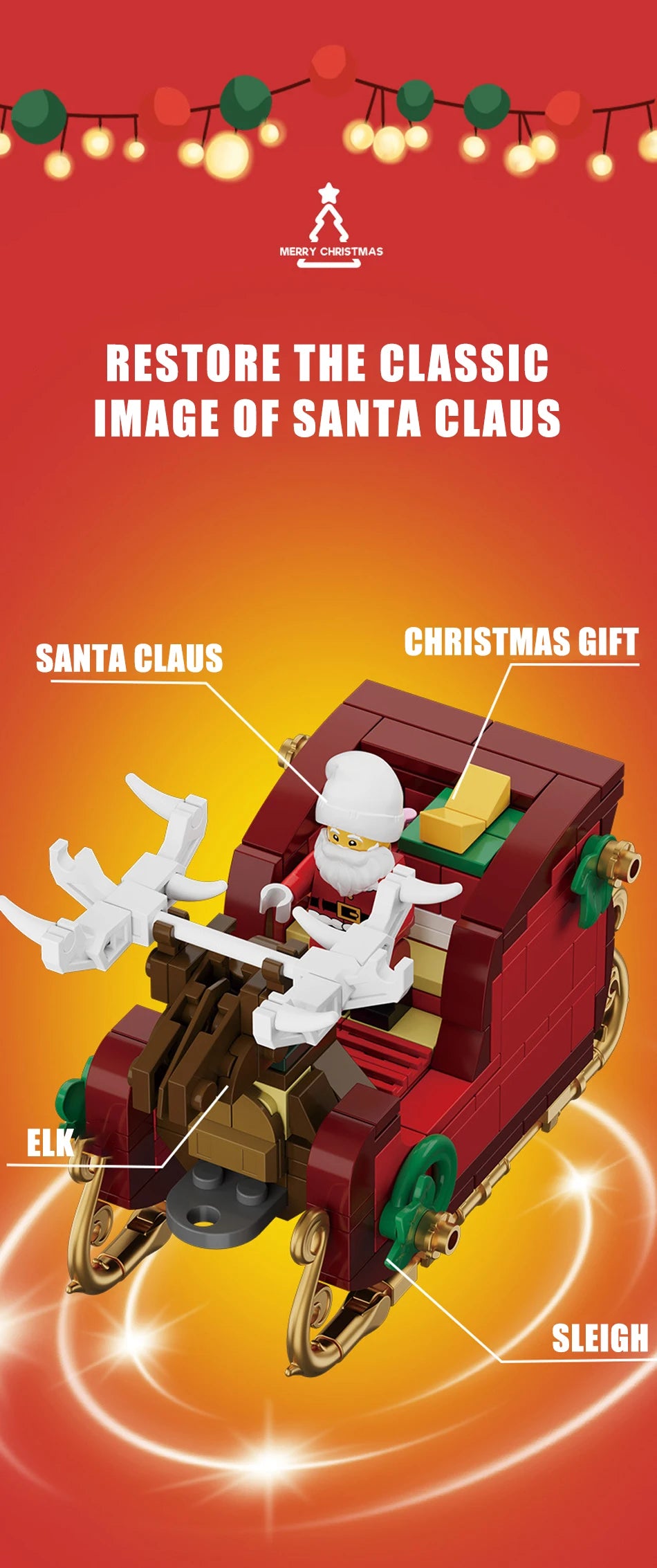 Merry Christmas Train Santa Claus Sleigh Carriage Christmas Tree Building Blocks Assembly Bricks Toys 's Xmas Gifts